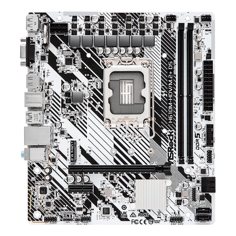 PLACA BASE ASROCK H610M-HDV/M.2+ D5 - INTEL H610, LGA1700, FORMATO MATX, COMPATIBILIDAD AVANZADA Y RENDIMIENTO ÓPTIMO