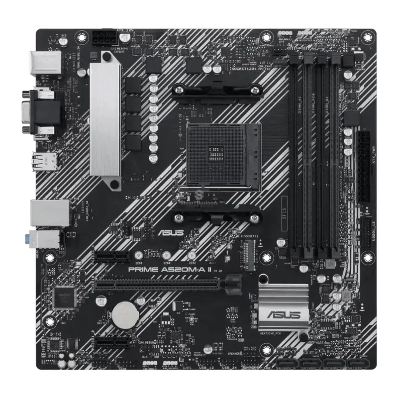PLACA BASE ASUS PRIME A520M-A II CSM - MICRO ATX, SOCKET AM4, CHIPSET AMD A520, HDMI, SOPORTE DDR4 128GB, COMPATIBLE CON PROCESADORES AMD RYZEN