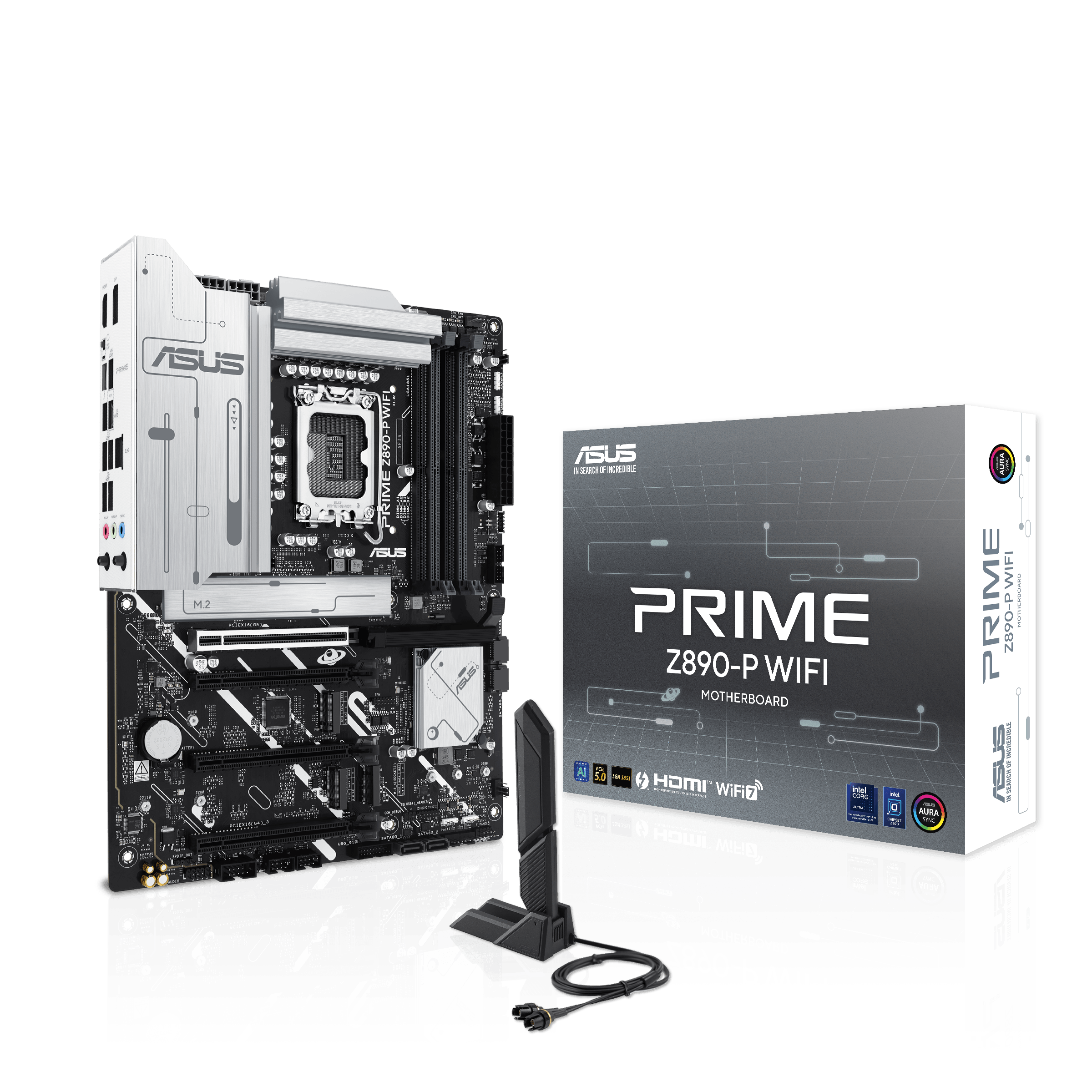 PLACA BASE ASUS PRIME Z890-P WIFI ATX: CHIPSET INTEL Z890, SOCKET LGA 1851, COMPATIBLE DDR5, CONECTIVIDAD HDMI Y DISPLAYPORT, RANURAS M.2 Y SATA 6GB, BLUETOOTH V5.4, USB 10GB