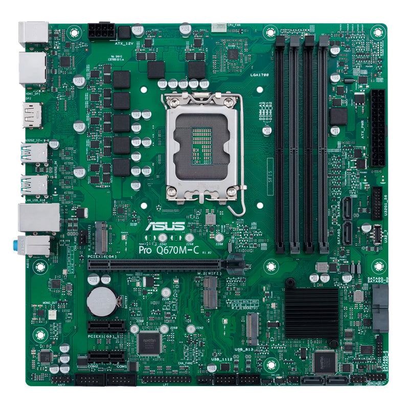 PLACA BASE ASUS PRO Q670M-C-CSM, CHIPSET INTEL Q670, LGA1700, FORMATO MATX, TECNOLOGÍA DE ALTO RENDIMIENTO PARA PROFESIONALES