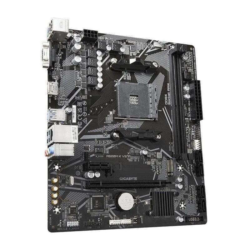 PLACA BASE GIGABYTE A520M K V2 - COMPATIBLE CON AMD RYZEN AM4, SOPORTE DDR4 HASTA 64GB, FORMATO MICRO ATX