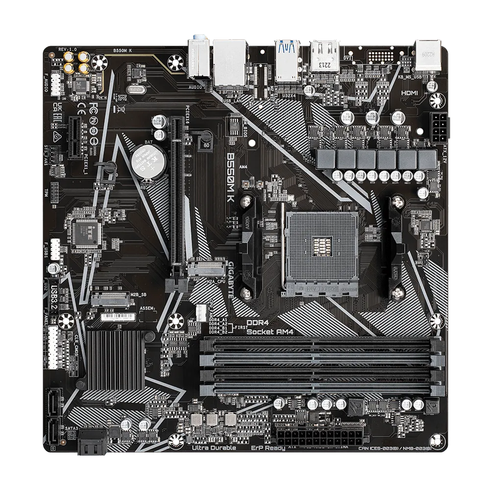 PLACA BASE GIGABYTE B550M K (REV. 1.0) - CHIPSET AMD B550, SOCKET AM4, FORMATO MICRO ATX