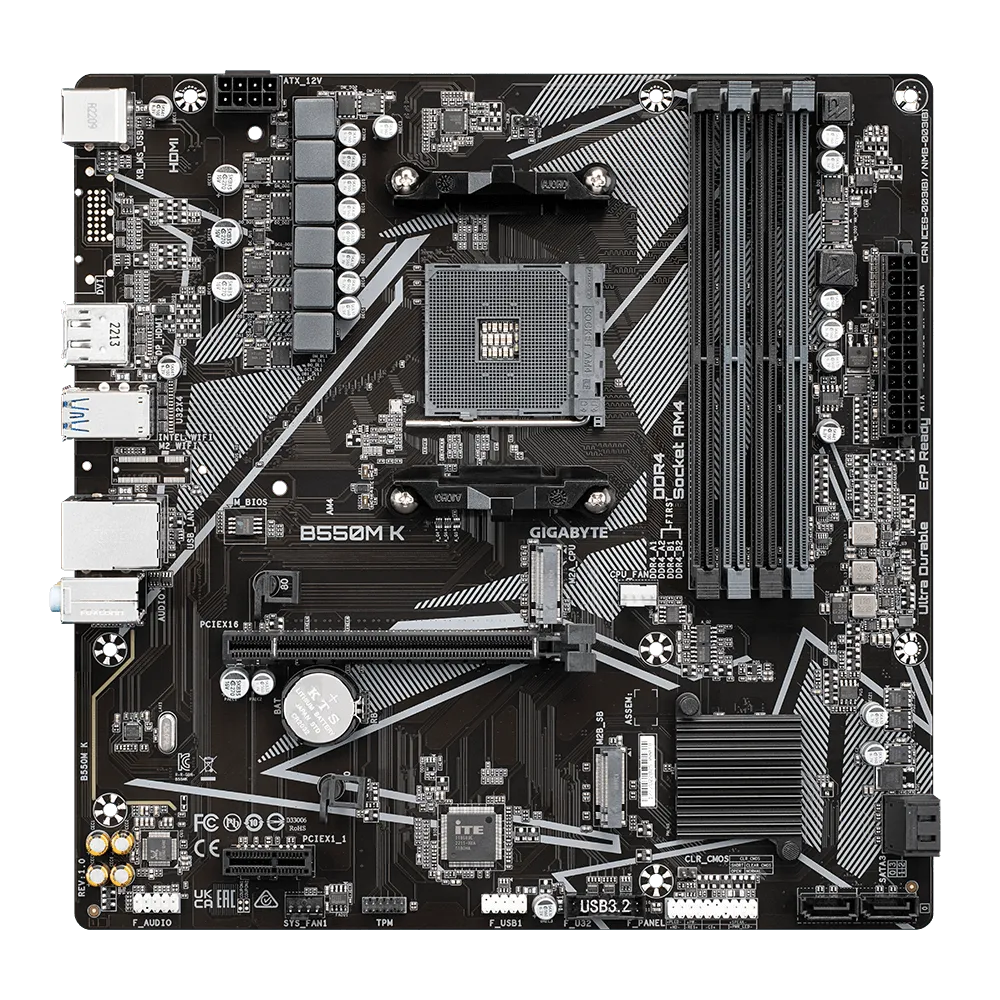 PLACA BASE GIGABYTE B550M K (REV. 1.0) - CHIPSET AMD B550, SOCKET AM4, FORMATO MICRO ATX