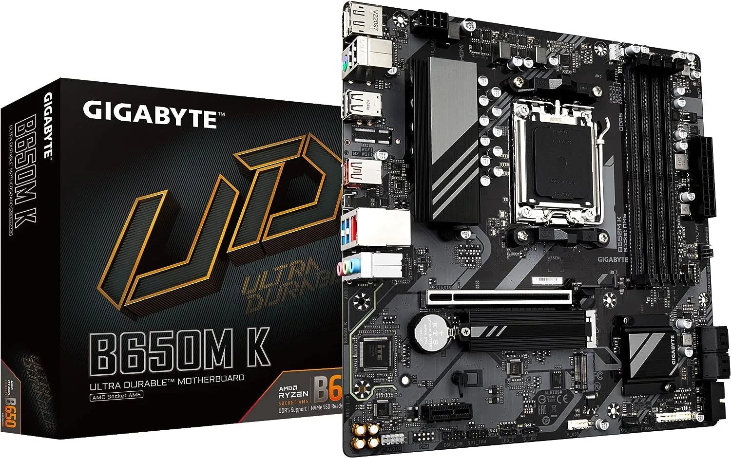 PLACA BASE GIGABYTE B650M K - AM5, COMPATIBILIDAD DDR5, SALIDAS HDMI Y DP, AUDIO HD AVANZADO