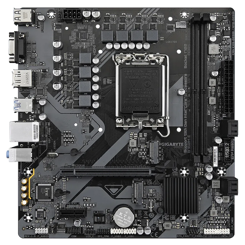 PLACA BASE GIGABYTE B760M E G10 - COMPATIBLE CON PROCESADORES INTEL LGA 1700, SOPORTE PARA MEMORIA DDR5, 2 SLOTS DE RAM
