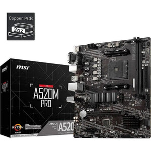 PLACA BASE MSI A520M-A PRO AM4: DDR4 HASTA 64GB, VELOCIDAD DE BUS DE 4600 MHZ