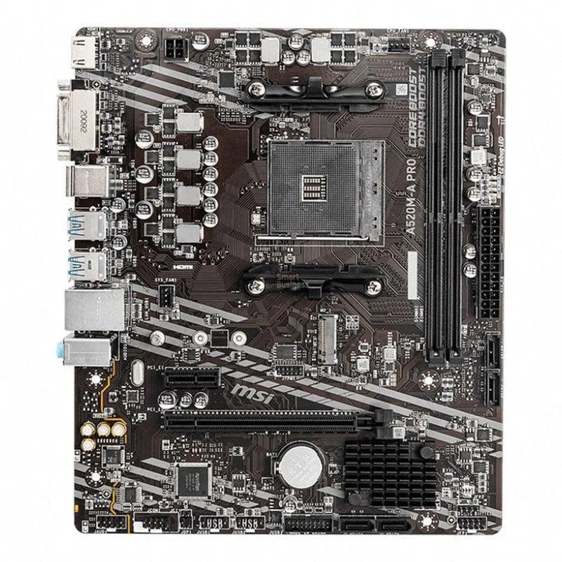 PLACA BASE MSI A520M-A PRO AM4: DDR4 HASTA 64GB, VELOCIDAD DE BUS DE 4600 MHZ