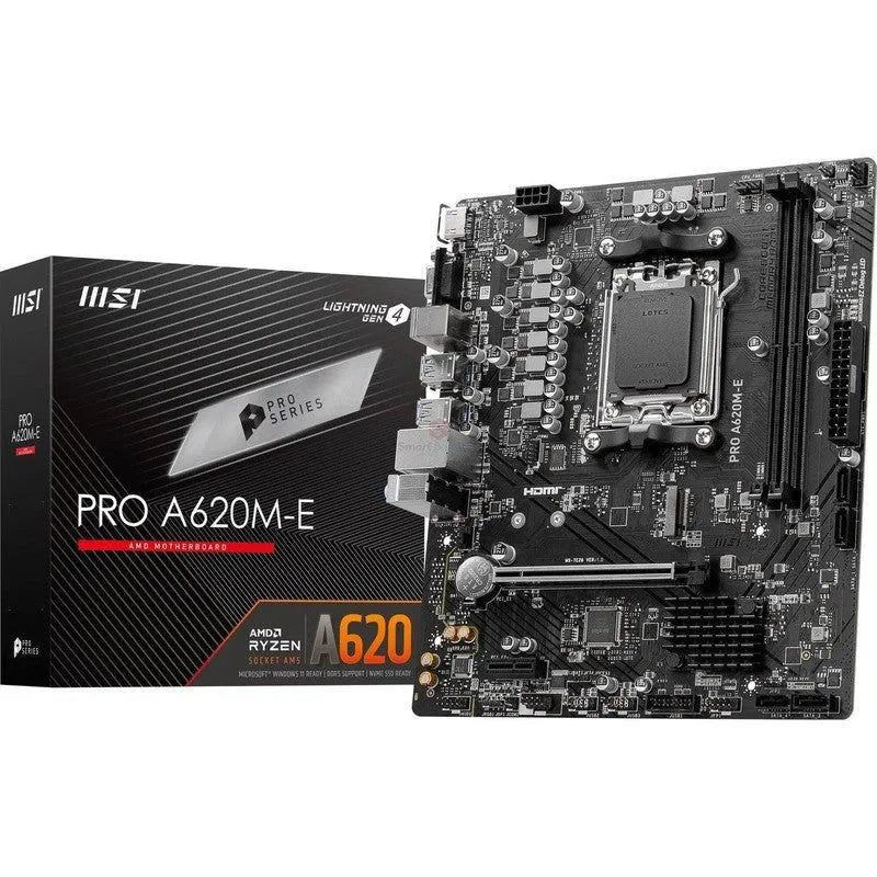 PLACA BASE MSI PRO A620M-E: CHIPSET AMD A620, SOCKET AM5, HDMI, VGA, FORMATO MICRO-ATX