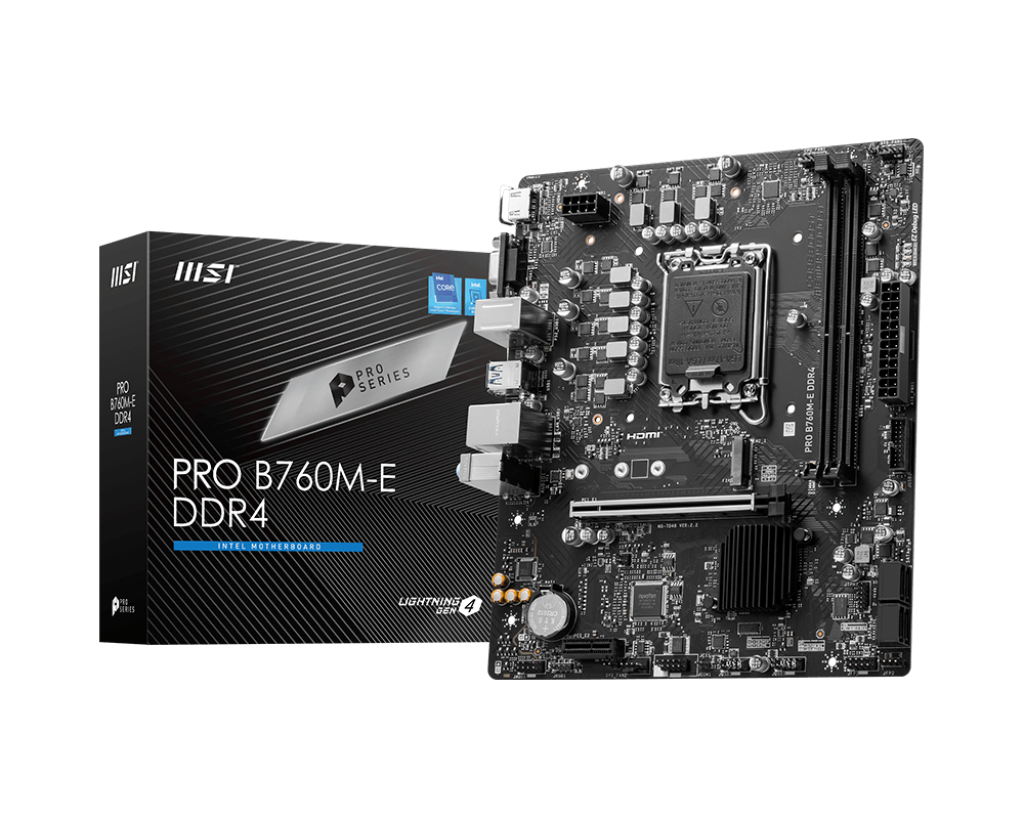 PLACA BASE MICRO-ATX MSI PRO B760M-E CON CHIPSET INTEL B760, COMPATIBLE LGA1700, HDMI Y VGA