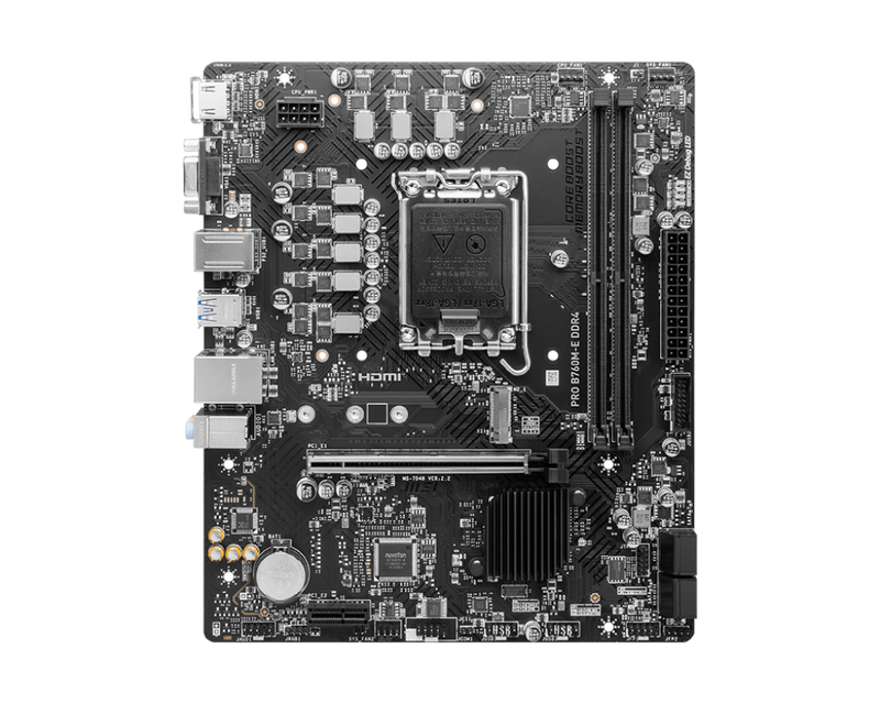PLACA BASE MICRO-ATX MSI PRO B760M-E CON CHIPSET INTEL B760, COMPATIBLE LGA1700, HDMI Y VGA