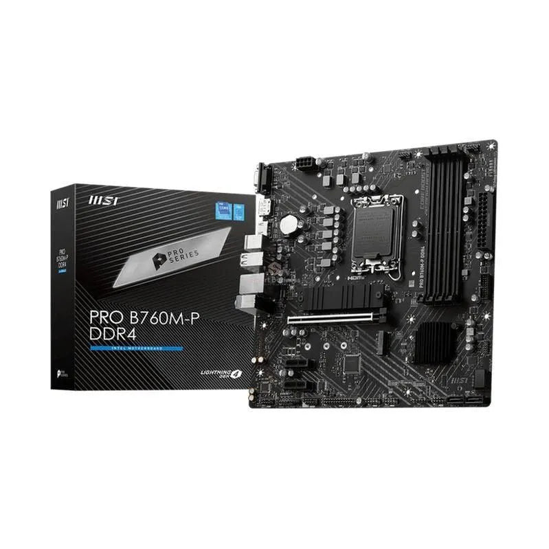 MOTHERBOARD MSI PRO B760M-P: CHIPSET INTEL B760, SOCKET LGA1700, SALIDAS HDMI, DP, VGA, FORMATO MATX