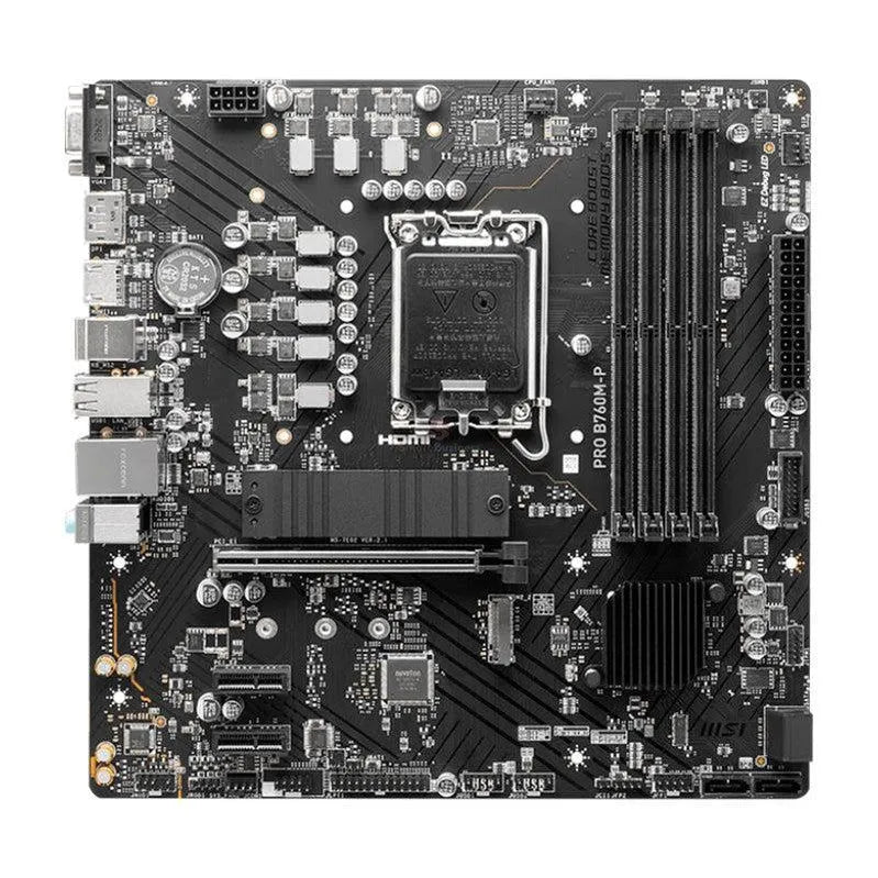 MOTHERBOARD MSI PRO B760M-P: CHIPSET INTEL B760, SOCKET LGA1700, SALIDAS HDMI, DP, VGA, FORMATO MATX