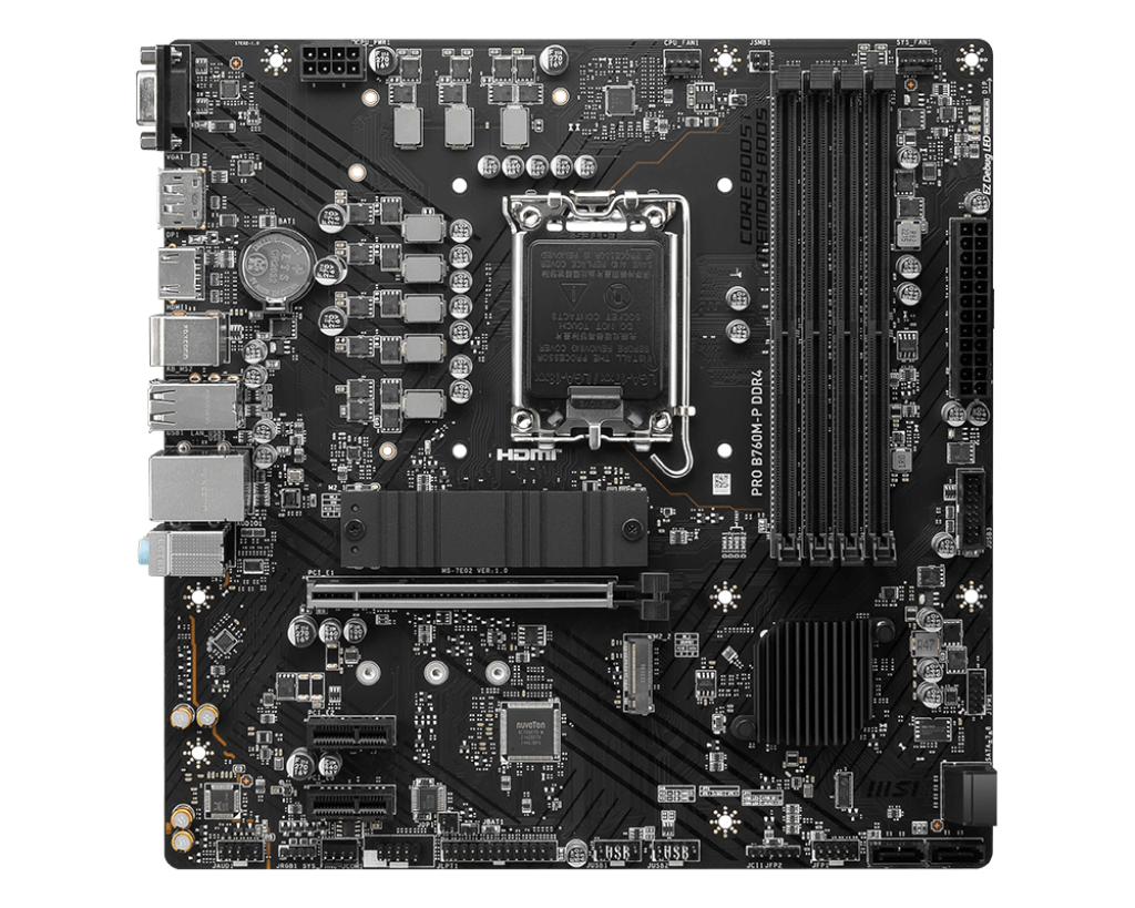 PLACA BASE MSI PRO B760M-P: COMPATIBLE CON PROCESADORES INTEL, DDR4, FORMATO MICRO-ATX, CONECTIVIDAD HDMI/DP/VGA