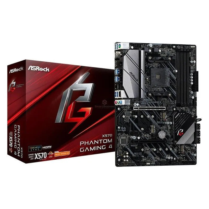 PLACA MADRE ASROCK X570 PHANTOM GAMING 4 - COMPATIBLE CON PROCESADORES AMD AM4, 4 SLOTS DE RAM, ILUMINACIÓN LED RGB