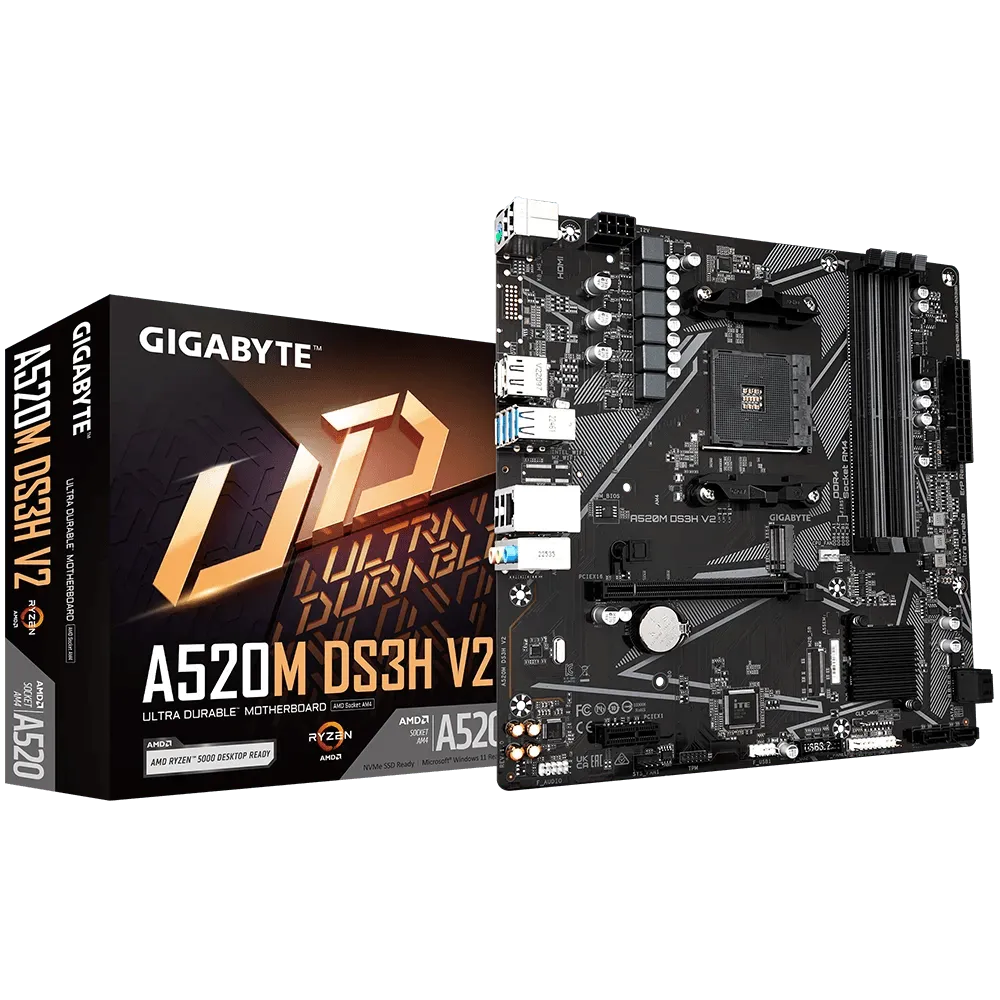 PLACA MADRE GIGABYTE A520M DS3H V2 - SOCKET AM4, COMPATIBLE CON RAM DDR4 HASTA 4733OC MHZ