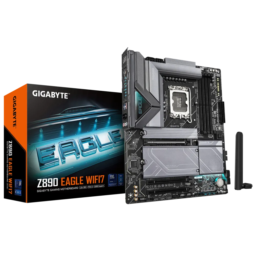 PLACA MADRE GIGABYTE Z890 EAGLE WIFI7, DDR5, LGA 1851 – RENDIMIENTO SUPERIOR Y CONECTIVIDAD AVANZADA PARA GAMERS Y ENTUSIASTAS