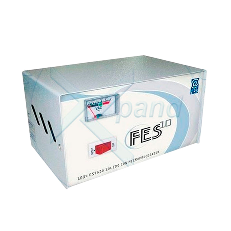 ESTABILIZADOR DE VOLTAJE ELISE - FASE FES10: POTENTE Y SÓLIDO, 1.0KVA, 220V, CON 4 TOMAS A 220V Y 1 TOMA A 110V, IDEAL PARA PROTECCIÓN ELÉCTRICA EFICIENTE.