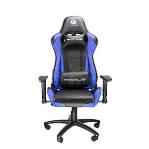 SILLA GAMING ERGONÓMICA PRIMUS THRÓNOS 100T AZUL - MODELO 100T, AJUSTABLE, TAPIZADO PREMIUM, APOYABRAZOS 4D, SOPORTE LUMBAR Y REPOSACABEZAS INTEGRADOS.