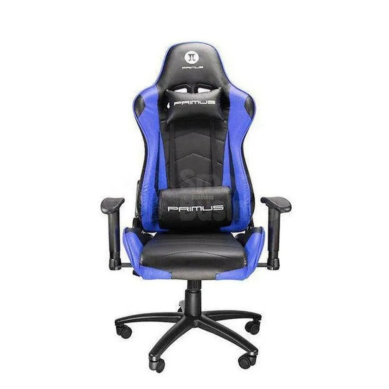 SILLA GAMING ERGONÓMICA PRIMUS THRÓNOS 100T AZUL - MODELO 100T, AJUSTABLE, TAPIZADO PREMIUM, APOYABRAZOS 4D, SOPORTE LUMBAR Y REPOSACABEZAS INTEGRADOS.