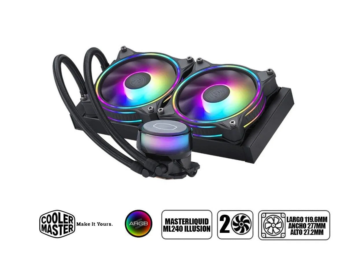 Sistema De Enfriamiento Liquido Cooler Master Masterliquid Ml240 Illusion | Argb | (Mlx-D24M-A18P2-R1)