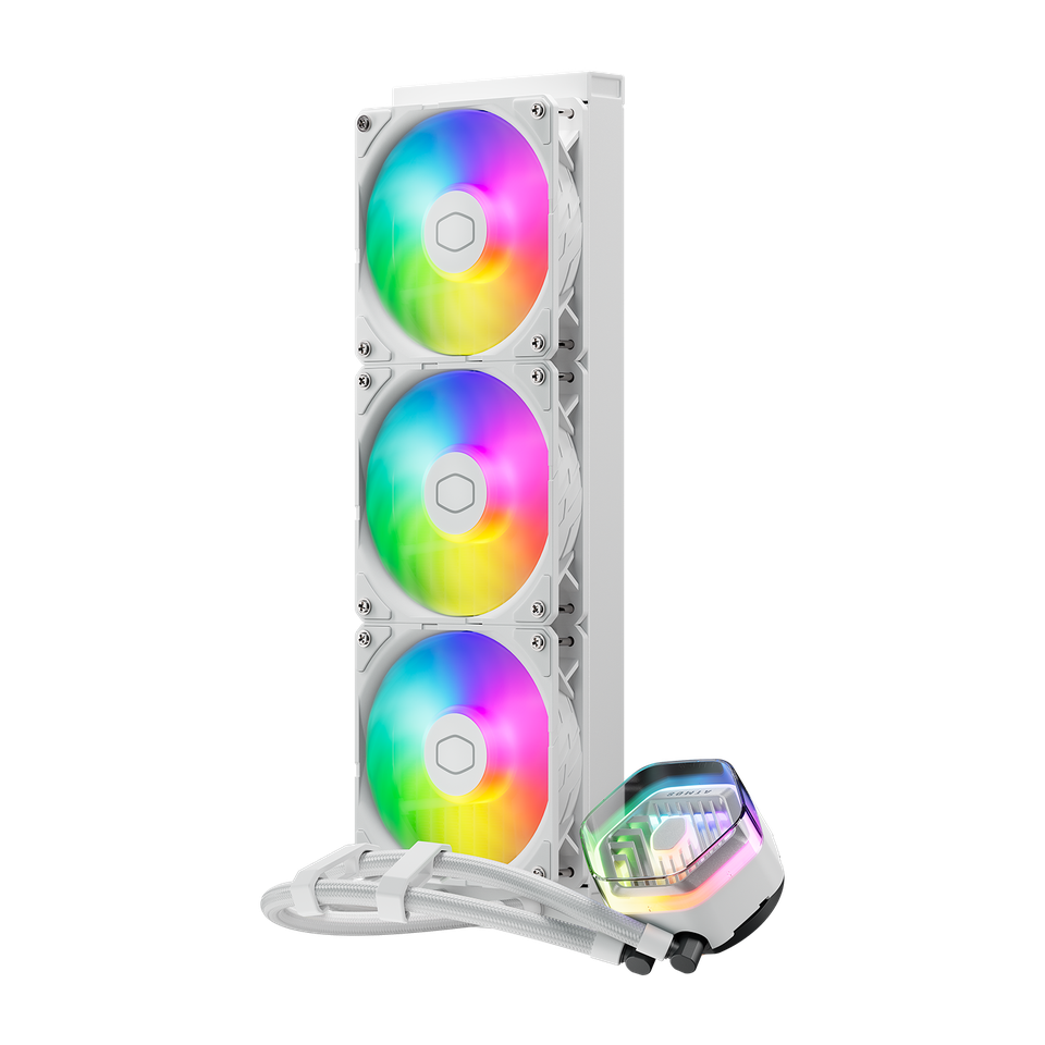 ENFRIAMIENTO LÍQUIDO COOLER MASTER MASTERLIQUID 360 ATMOS ARGB BLANCO, COMPATIBILIDAD UNIVERSAL, RENDIMIENTO ÓPTIMO