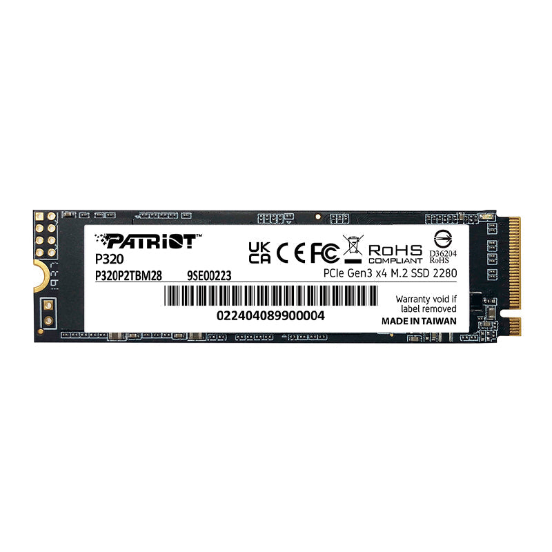 UNIDAD EN ESTADO SÓLIDO PATRIOT P320, 1TB, M.2 2280, PCIe GEN 3 x4, NVMe 1.3, ALTA VELOCIDAD DE LECTURA Y ESCRITURA