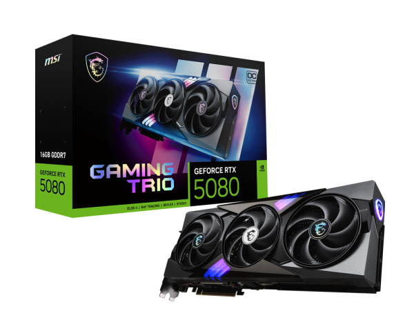 TARJETA GRÁFICA MSI GEFORCE RTX 5080 GAMING TRIO OC 16GB GDDR7 PCIe GEN 5.0 - RENDIMIENTO SUPERIOR Y TECNOLOGÍA AVANZADA