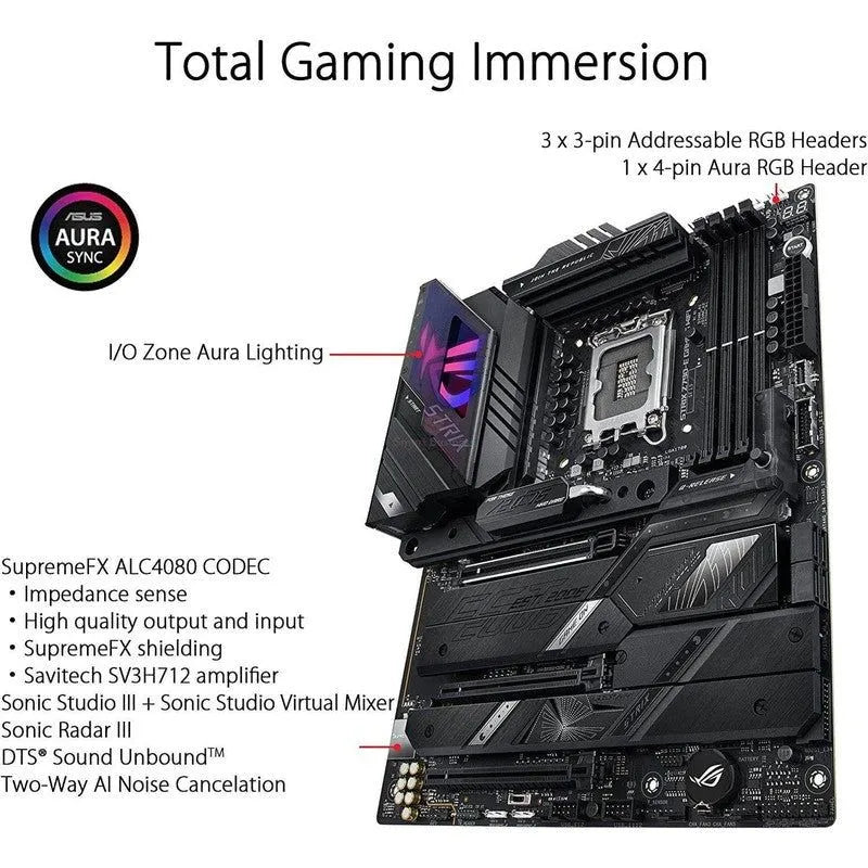TARJETA MADRE ASUS ROG STRIX Z790-E GAMING WIFI - ATX, SOCKET 1700, CHIPSET INTEL Z790, HDMI, COMPATIBLE CON 128GB DDR5