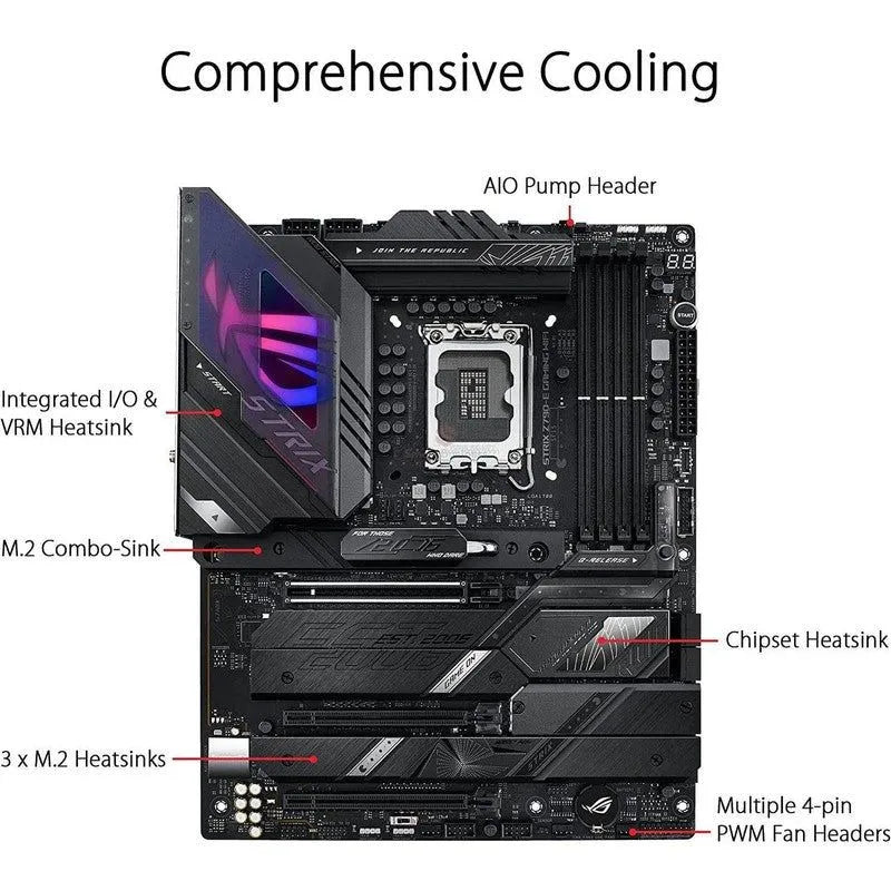 TARJETA MADRE ASUS ROG STRIX Z790-E GAMING WIFI - ATX, SOCKET 1700, CHIPSET INTEL Z790, HDMI, COMPATIBLE CON 128GB DDR5