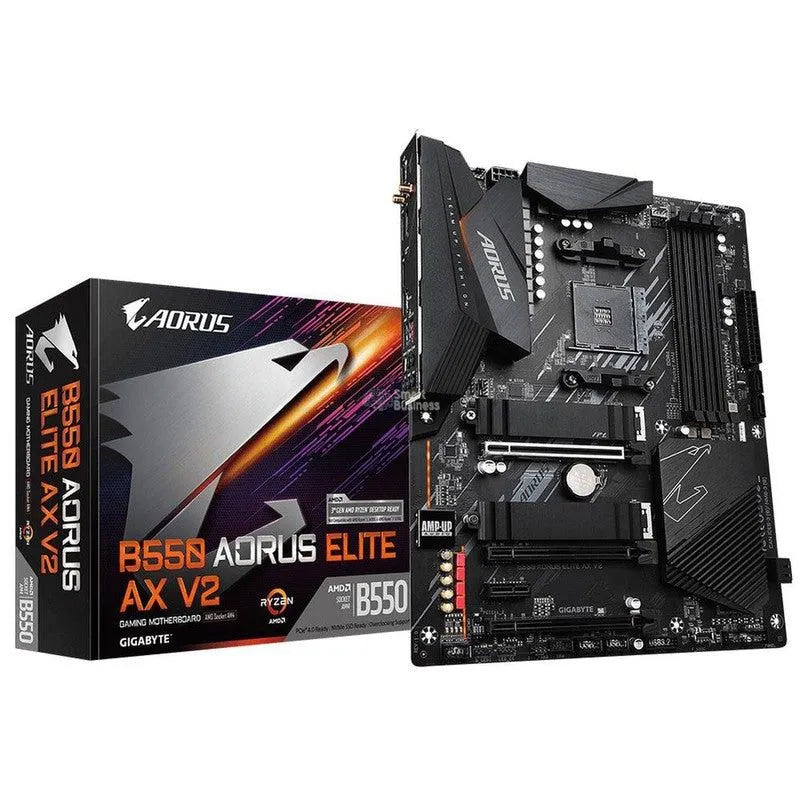 TARJETA MADRE GIGABYTE AORUS B550 ELITE AX V2 ATX S-AM4 – HDMI, 128GB DDR4, COMPATIBLE CON PROCESADORES AMD RYZEN 5000 (ACTUALIZACIÓN DE BIOS REQUERIDA)