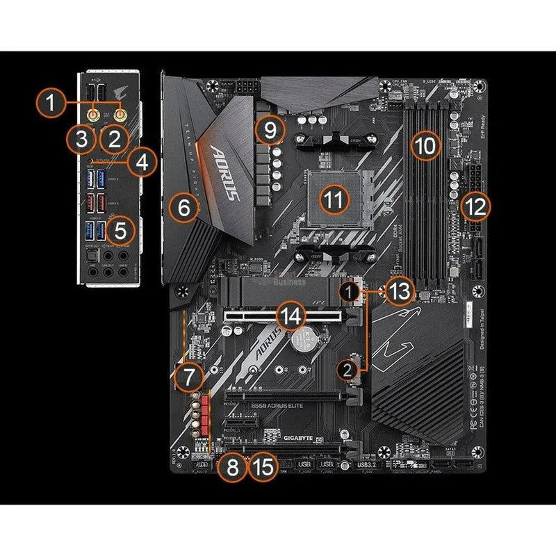 TARJETA MADRE GIGABYTE AORUS B550 ELITE AX V2 ATX S-AM4 – HDMI, 128GB DDR4, COMPATIBLE CON PROCESADORES AMD RYZEN 5000 (ACTUALIZACIÓN DE BIOS REQUERIDA)