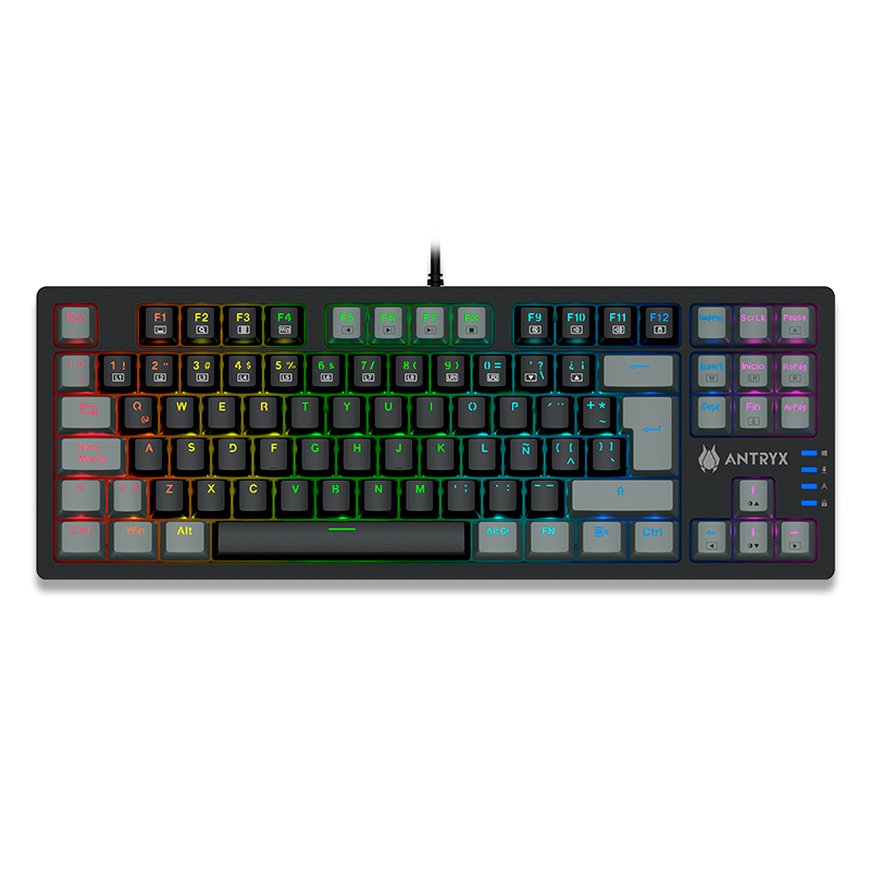 TECLADO MECÁNICO TKL ANTRYX MK840L BLACK & GRAY CON SWITCH ROJO (AMK-CS840LKGRE-SP)