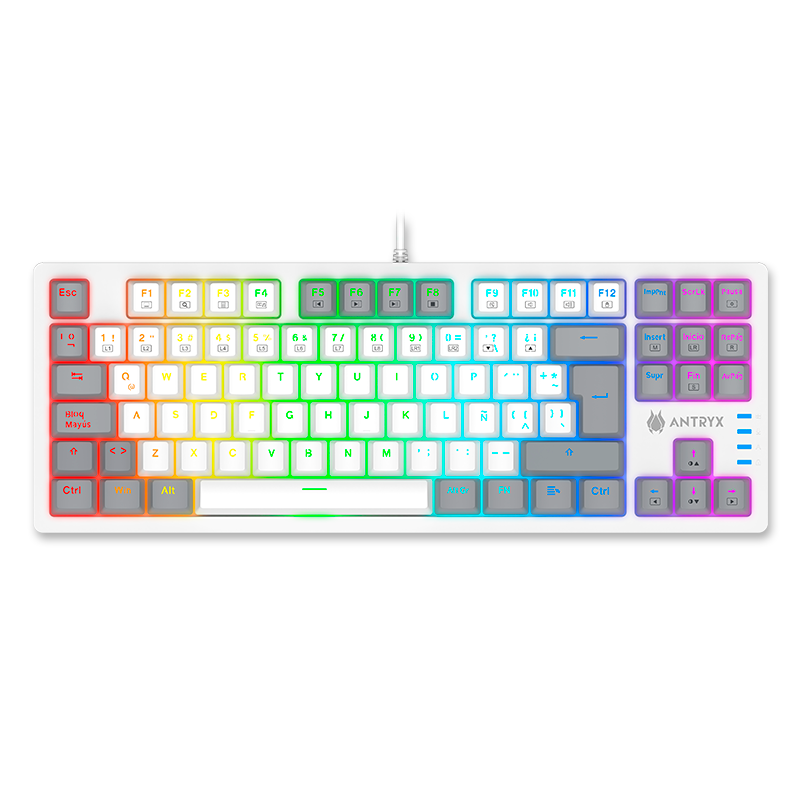 TECLADO MECÁNICO ANTRYX TKL MK840L WHITE & GRAY | SWITCH BLUE | ILUMINACIÓN RGB | DISEÑO COMPACTO | ALTO RENDIMIENTO