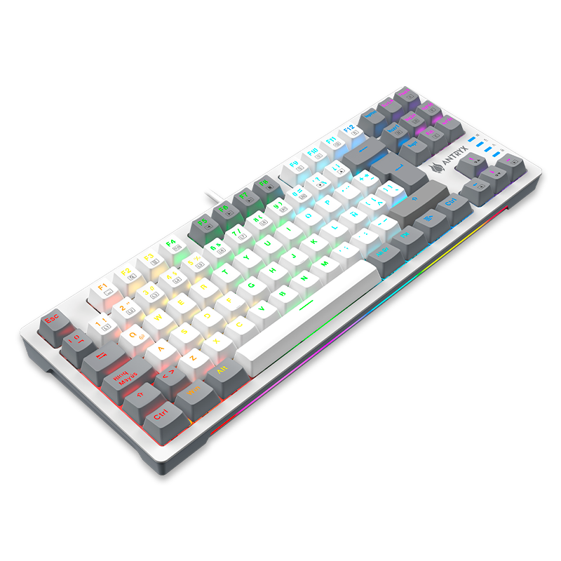 TECLADO MECÁNICO ANTRYX TKL MK840L WHITE & GRAY | SWITCH BLUE | ILUMINACIÓN RGB | DISEÑO COMPACTO | ALTO RENDIMIENTO
