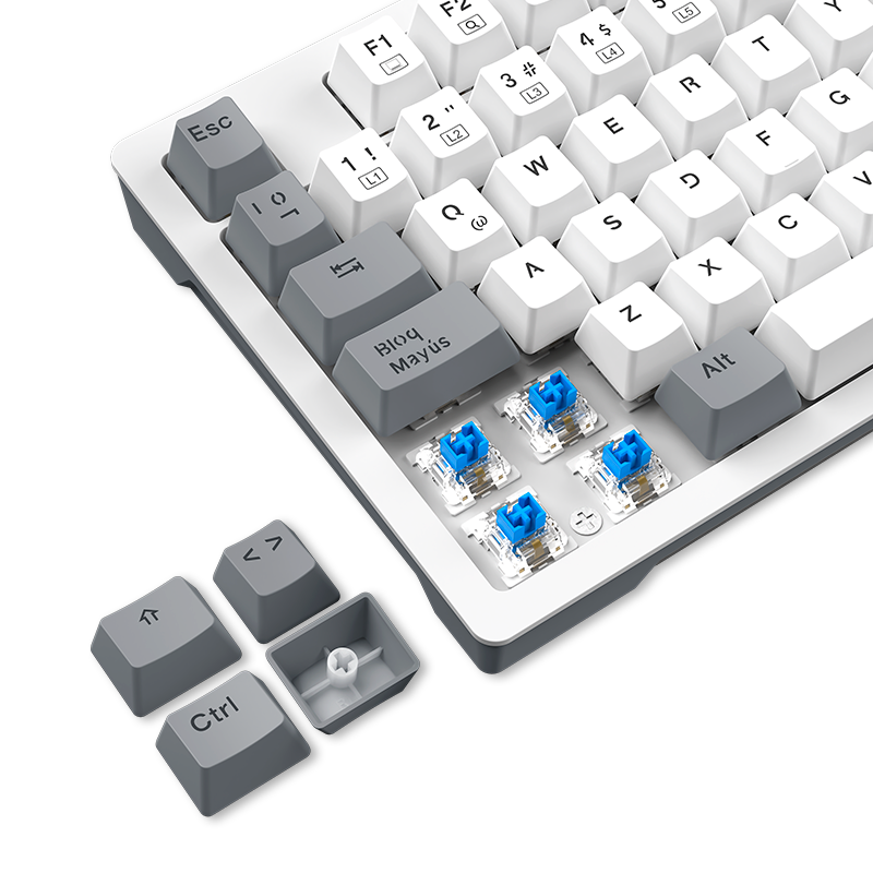 TECLADO MECÁNICO ANTRYX TKL MK840L WHITE & GRAY | SWITCH BLUE | ILUMINACIÓN RGB | DISEÑO COMPACTO | ALTO RENDIMIENTO