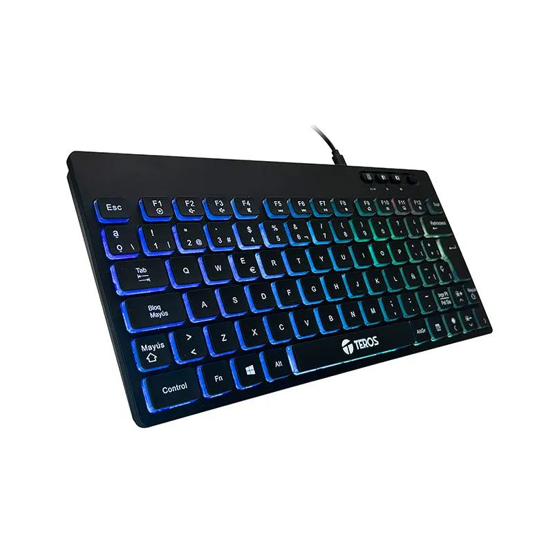 TECLADO INALÁMBRICO TEROS TE-4066G, MULTIMEDIA CON ILUMINACIÓN RGB BACKLIT