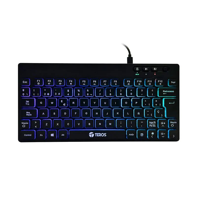 TECLADO INALÁMBRICO TEROS TE-4066G, MULTIMEDIA CON ILUMINACIÓN RGB BACKLIT