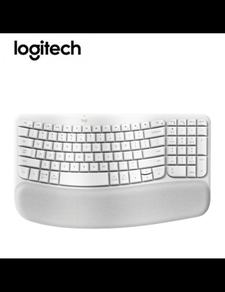 TECLADO ERGONÓMICO INALÁMBRICO LOGITECH ERGO WAVE BLUETOOTH/SP, COLOR BLANCO (920-012279) - DISEÑO ERGONÓMICO AVANZADO, CONECTIVIDAD DUAL Y COMODIDAD SUPERIOR
