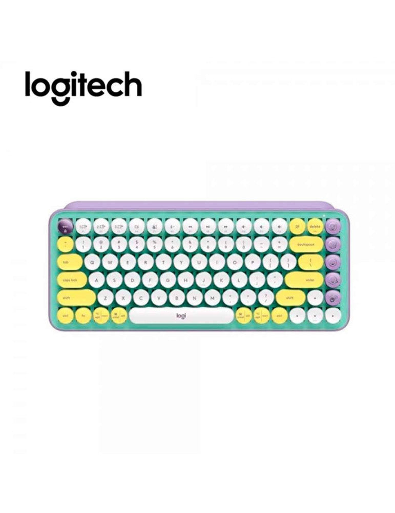 TECLADO MECÁNICO INALÁMBRICO LOGITECH POP KEYS | COMPATIBILIDAD MULTIDISPOSITIVO | DISEÑO FRESCO LILA/GREEN | MODELO 920-010714