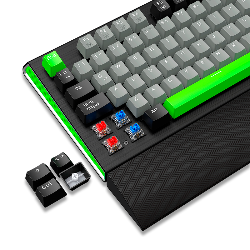 TECLADO MECÁNICO ANTRYX MK ZIGRA EVO BLACK & GRAY CON SWITCH AZUL (AMK-900KBL-SP)