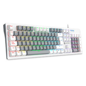 TECLADO MECÁNICO ANTRYX MK860L WHITE & GRAY CON SWITCHES AZULES: ALTA PRECISIÓN Y DURABILIDAD PARA GAMERS Y PROFESIONALES