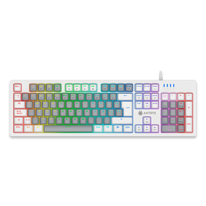TECLADO MECÁNICO ANTRYX MK860L WHITE & GRAY CON SWITCHES AZULES: ALTA PRECISIÓN Y DURABILIDAD PARA GAMERS Y PROFESIONALES