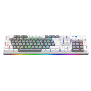 TECLADO MECÁNICO ANTRYX MK860L WHITE & GRAY CON SWITCHES AZULES: ALTA PRECISIÓN Y DURABILIDAD PARA GAMERS Y PROFESIONALES