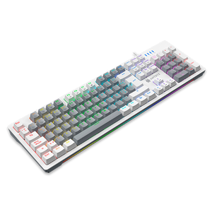TECLADO MECÁNICO ANTRYX MK860L WHITE & GRAY CON SWITCHES AZULES: ALTA PRECISIÓN Y DURABILIDAD PARA GAMERS Y PROFESIONALES