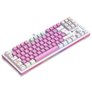 TECLADO MECÁNICO TKL ANTRYX CHROME STORM MK840 PINK CON INTERRUPTORES ROJOS - DISEÑO ERGONÓMICO, ILUMINACIÓN RGB, ALTA PRECISIÓN