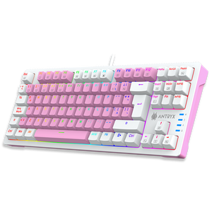 TECLADO MECÁNICO TKL ANTRYX CHROME STORM MK840 PINK CON INTERRUPTORES ROJOS - DISEÑO ERGONÓMICO, ILUMINACIÓN RGB, ALTA PRECISIÓN