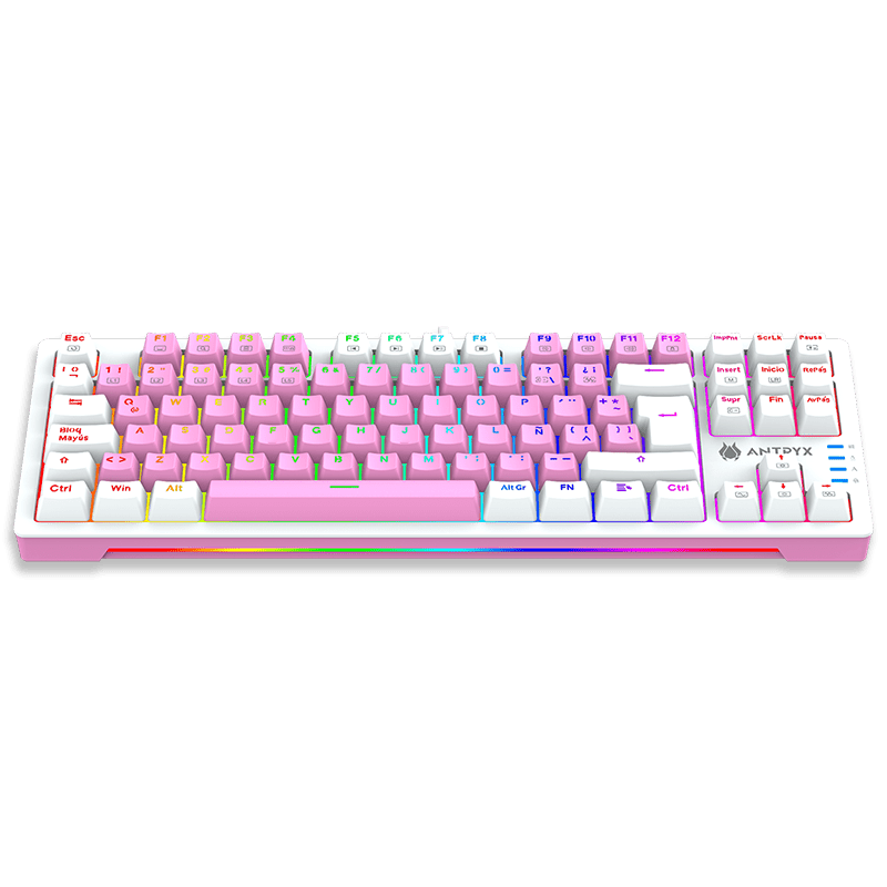 TECLADO MECÁNICO TKL ANTRYX CHROME STORM MK840 PINK CON INTERRUPTORES ROJOS - DISEÑO ERGONÓMICO, ILUMINACIÓN RGB, ALTA PRECISIÓN
