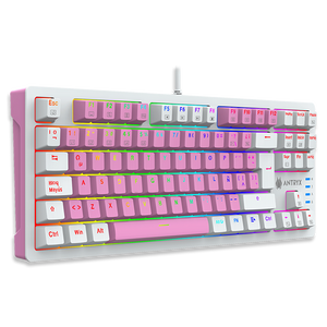 TECLADO MECÁNICO TKL ANTRYX CHROME STORM MK840 PINK CON INTERRUPTORES ROJOS - DISEÑO ERGONÓMICO, ILUMINACIÓN RGB, ALTA PRECISIÓN