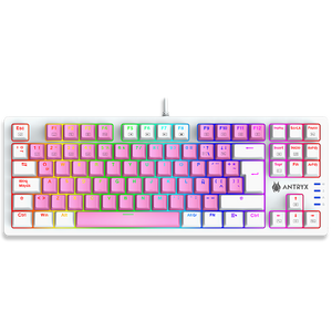TECLADO MECÁNICO TKL ANTRYX CHROME STORM MK840 PINK CON INTERRUPTORES ROJOS - DISEÑO ERGONÓMICO, ILUMINACIÓN RGB, ALTA PRECISIÓN