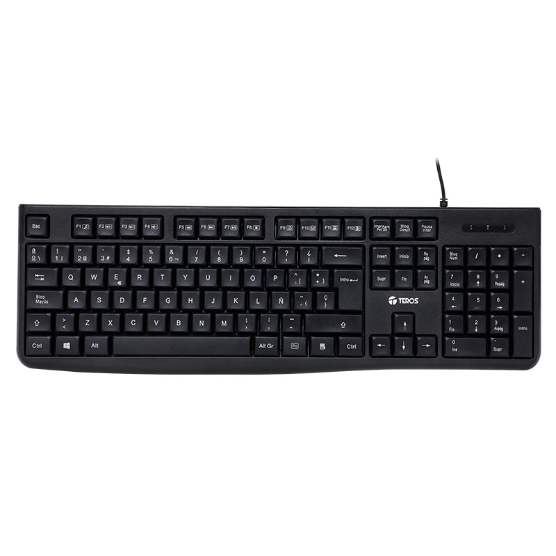 TECLADO MULTIMEDIA TEROS TE-4067S USB 2.0 NEGRO CON TECLAS DE ACCESO RÁPIDO Y DISEÑO ERGONÓMICO